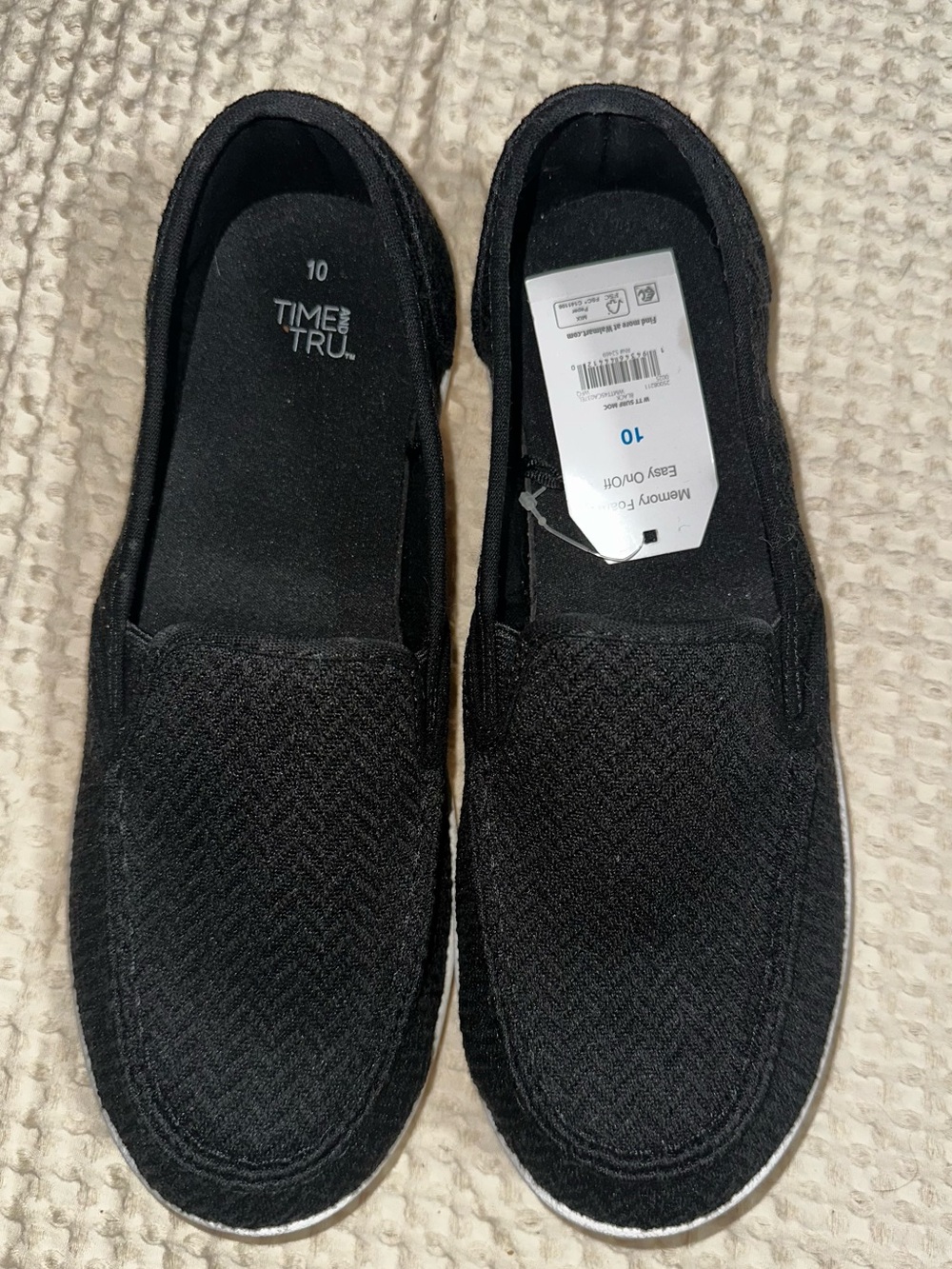 Time and Tru Black Women's Slip-On Memory Foam Loafers